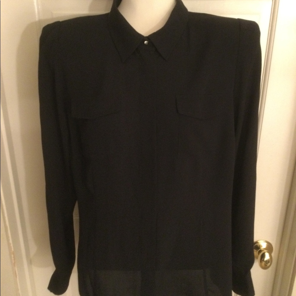 Worth Black Silk Crepe Blouse - Picture 2 of 10